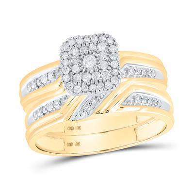 10k Yellow Gold Fashion 3 Pieces Set with 0.33Tw Round Diamonds - Miral Jewelry
