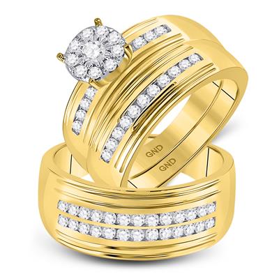 10k Yellow Gold Fashion 3 Pieces Set with 1.00Tw Round Diamonds - Miral Jewelry