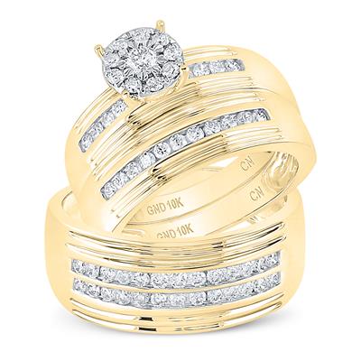 10k Yellow Gold Fashion 3 Pieces Set with 1.00Tw Round Diamonds - Miral Jewelry