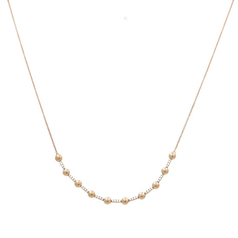 10k Yellow Gold Fashion Diamond Necklace 18" with 0.25Tw Round Diamonds - Miral Jewelry