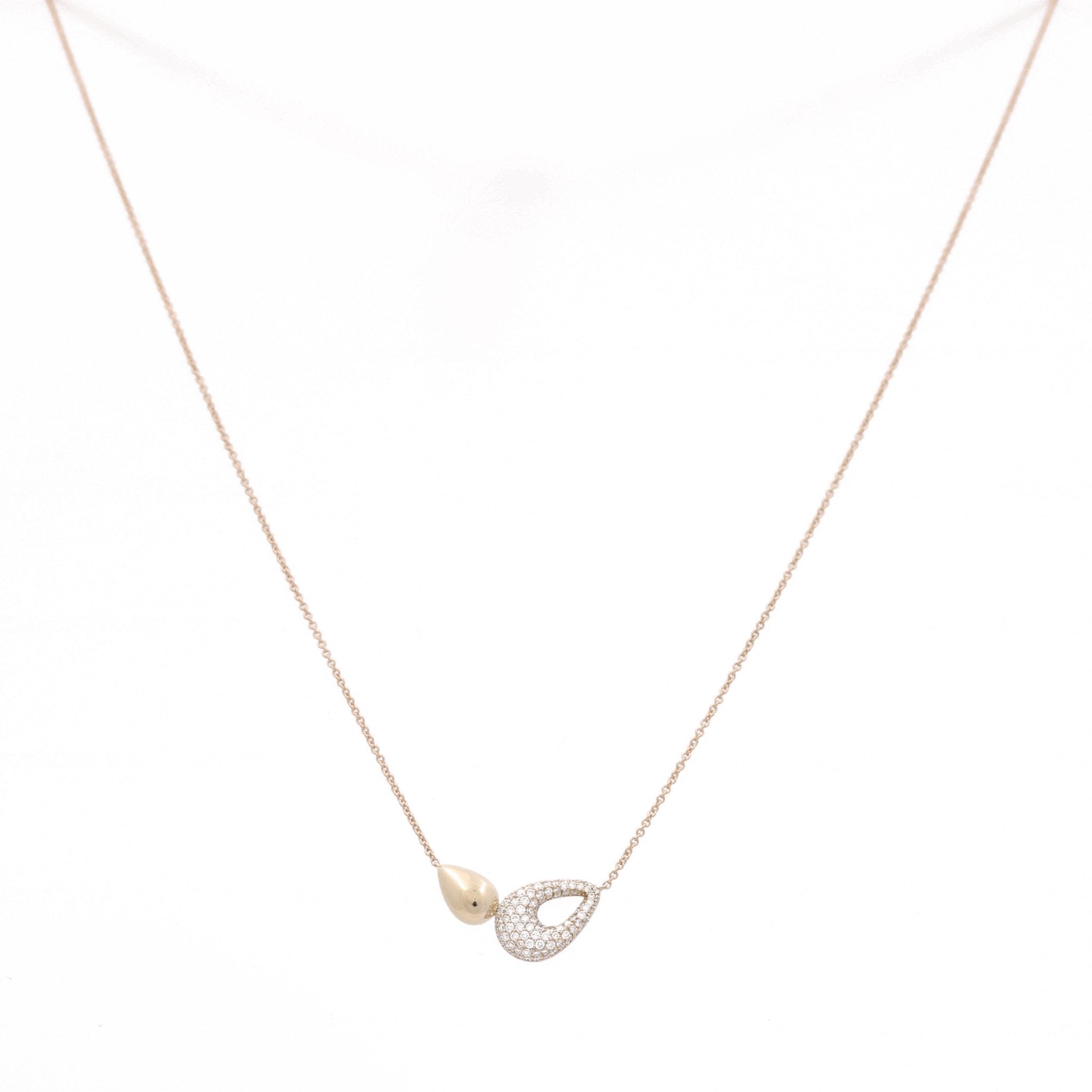 10K Yellow Gold Interlocking Teardrop Diamond Necklace 0.50 ct tw, 18in