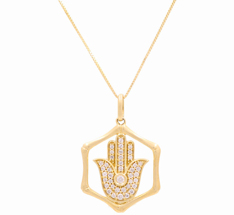 10K Yellow Gold Fashion Necklaces with 0.20Tw Round Diamonds - Miral Jewelry