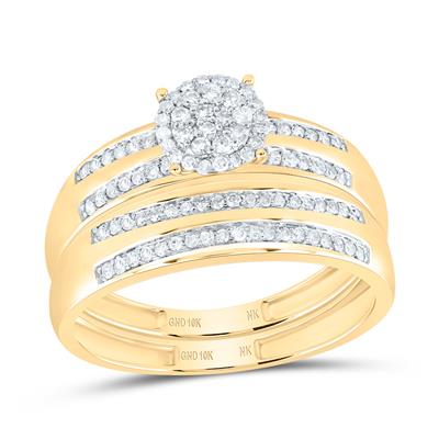 10k Yellow Gold Fashion Trio 3 Pieces Set with 0.50tw Round Diamonds - Miral Jewelry