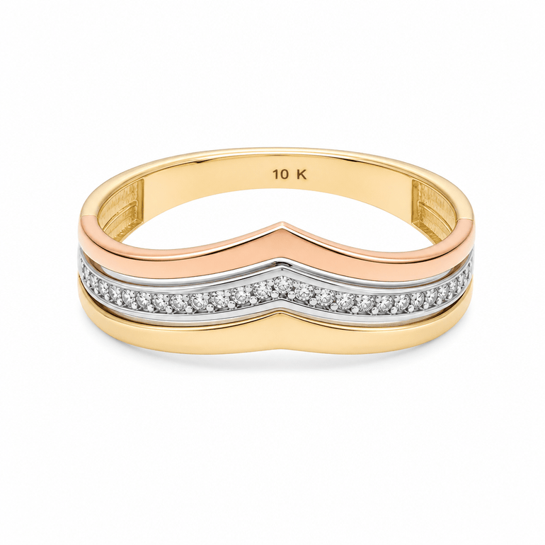 10K Yellow Gold Fashion With CZ Fashion Women's Ring - Miral Jewelry