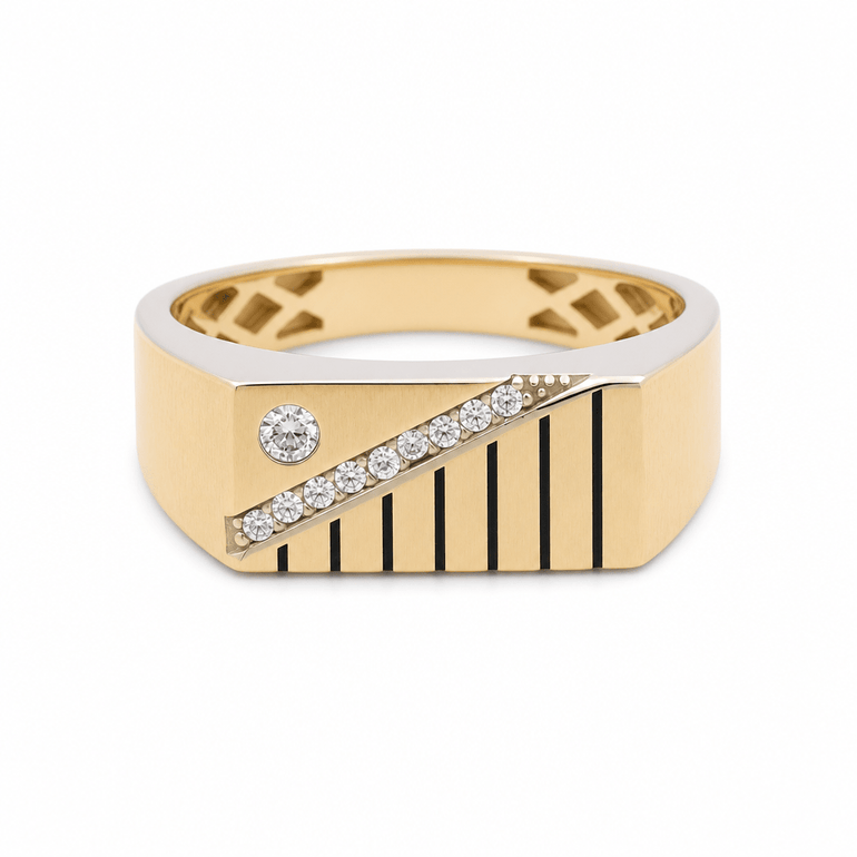 10k Yellow Gold Fashion With CZ Ring Men's - Miral Jewelry