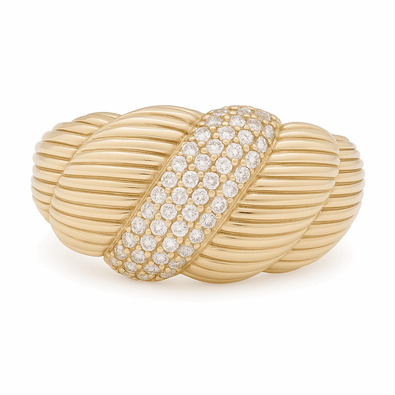 10K Yellow Gold Fashion with Cz Women's Ring - Miral Jewelry