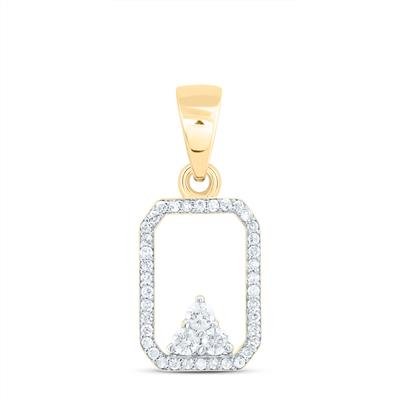 10K Yellow Gold Rectangle Frame Diamond Pendant 0.20 ct tw