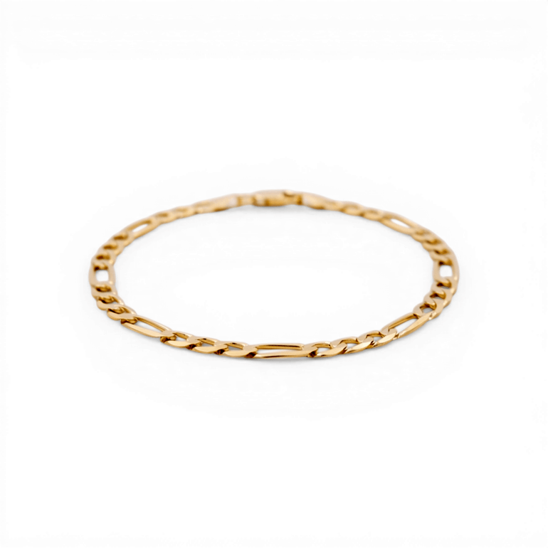 10K Yellow Gold Figaro Link Bracelet - Miral Jewelry