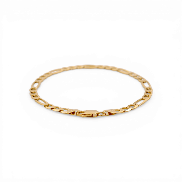 10K Yellow Gold Figaro Link Bracelet - Miral Jewelry