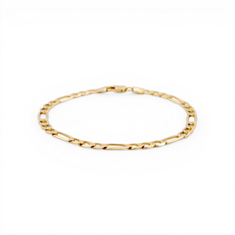 10K Yellow Gold Figaro Link Bracelet - Miral Jewelry