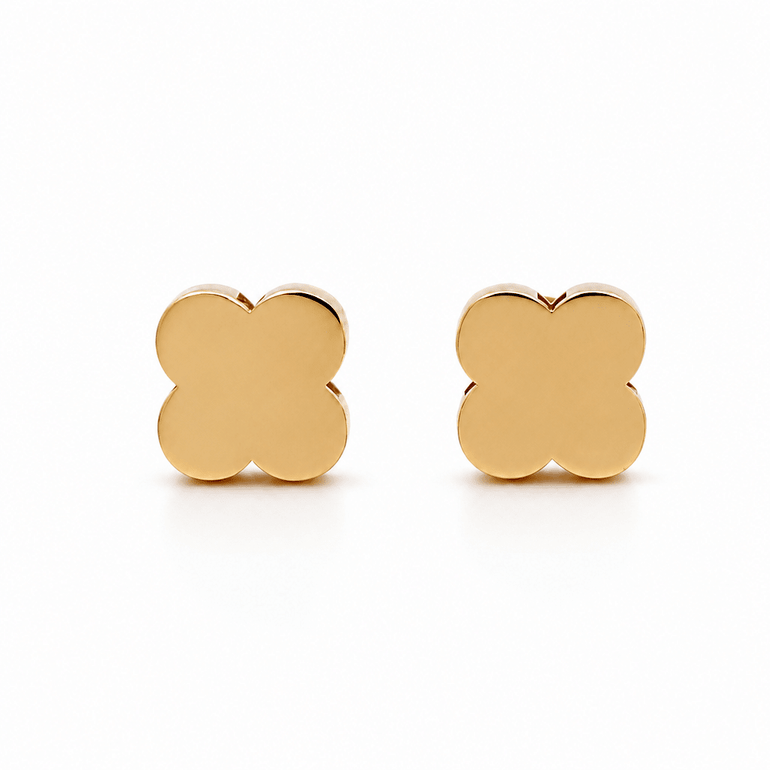 10K Yellow Gold Flower Earrings - Miral Jewelry