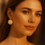 10K Yellow Gold Flower Earrings - Miral Jewelry