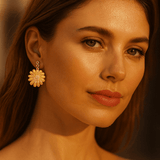 10K Yellow Gold Flower Earrings - Miral Jewelry