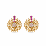 10K Yellow Gold Flower Earrings - Miral Jewelry