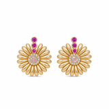 10K Yellow Gold Flower Earrings - Miral Jewelry