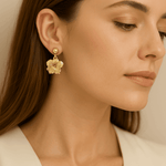 10K Yellow Gold Flower Earrings - Miral Jewelry