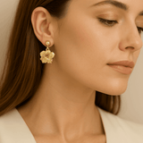 10K Yellow Gold Flower Earrings - Miral Jewelry