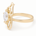 10K Yellow Gold Flower Fashion with Cz Women's Ring - Miral Jewelry