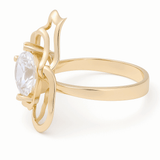 10K Yellow Gold Flower Fashion with Cz Women's Ring - Miral Jewelry