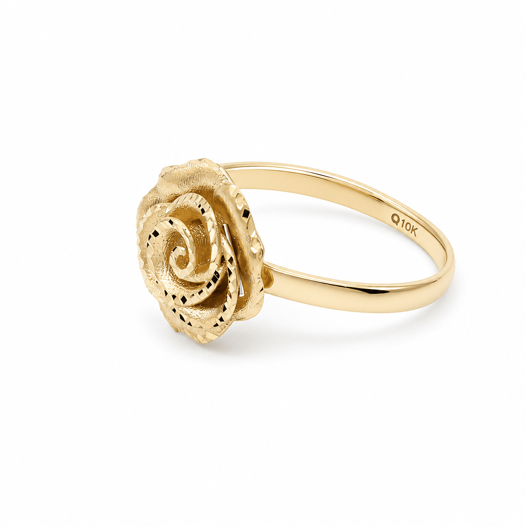 10K Yellow Gold Flower Fashion Women's Ring - Miral Jewelry