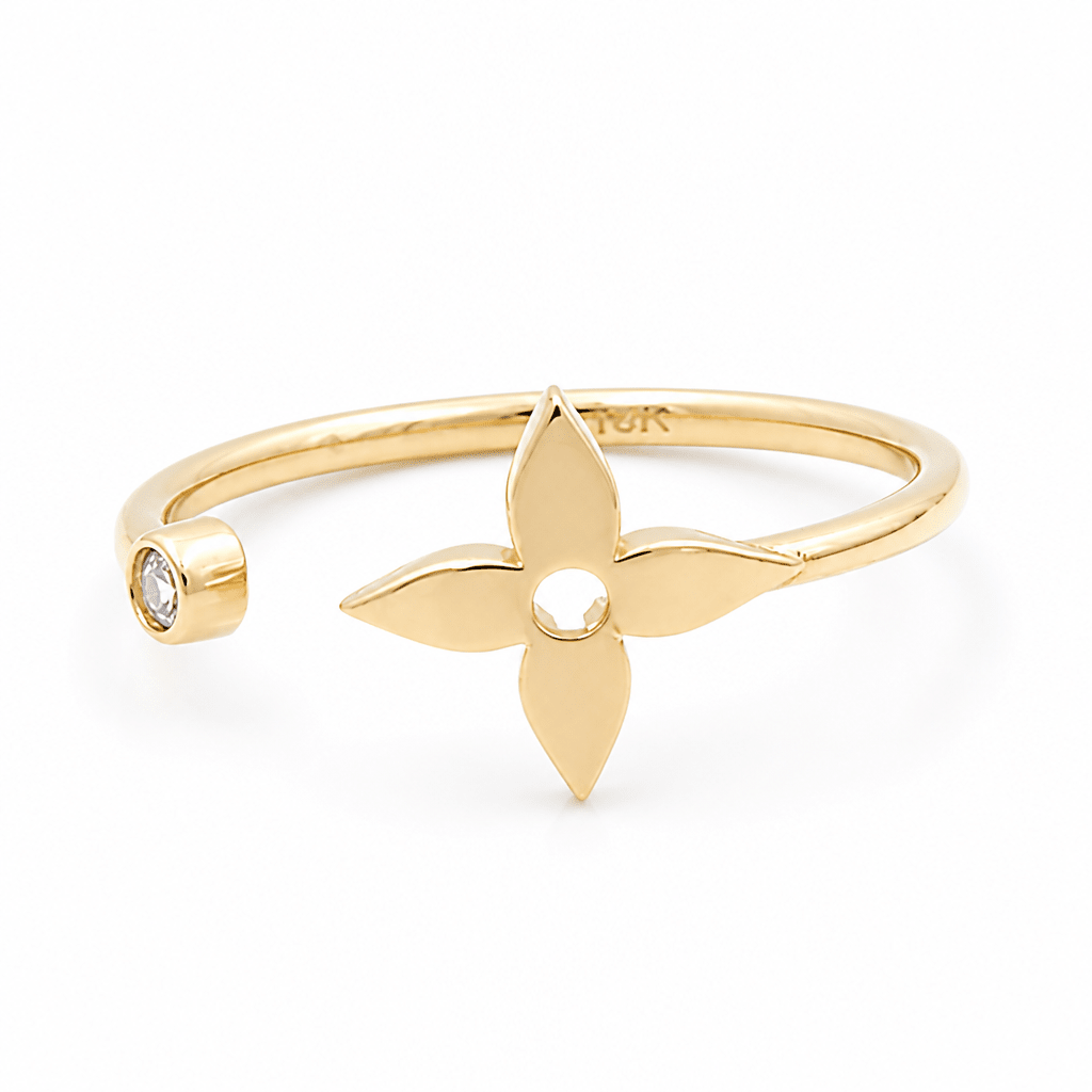 10K Yellow Gold Flower Fashion Women's Ring - Miral Jewelry
