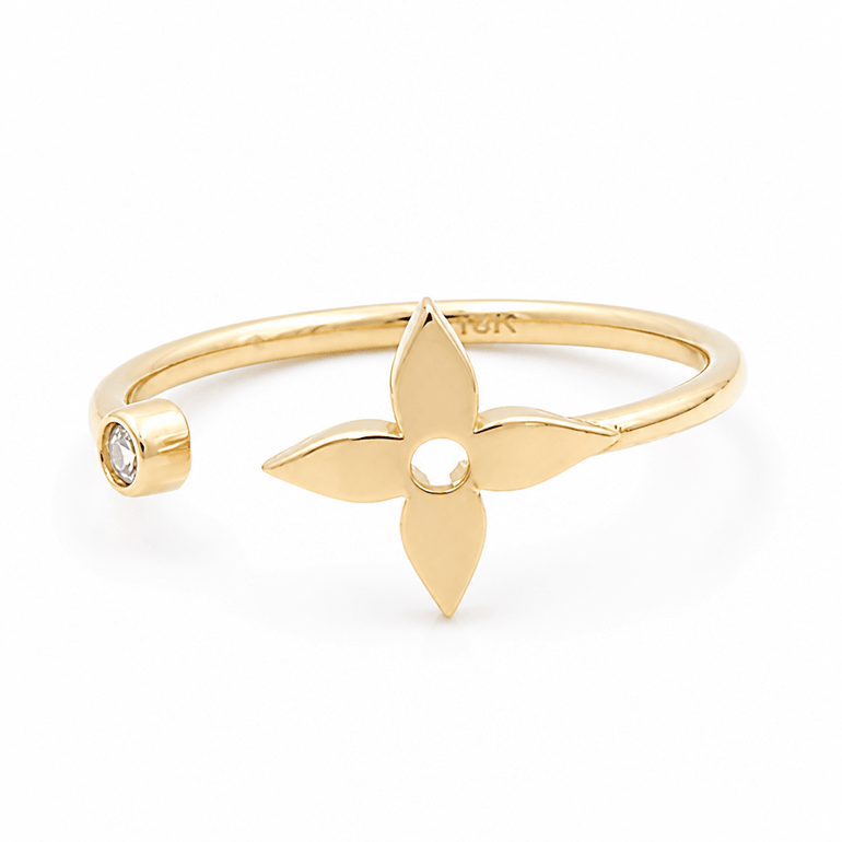 10K Yellow Gold Flower Fashion Women's Ring - Miral Jewelry