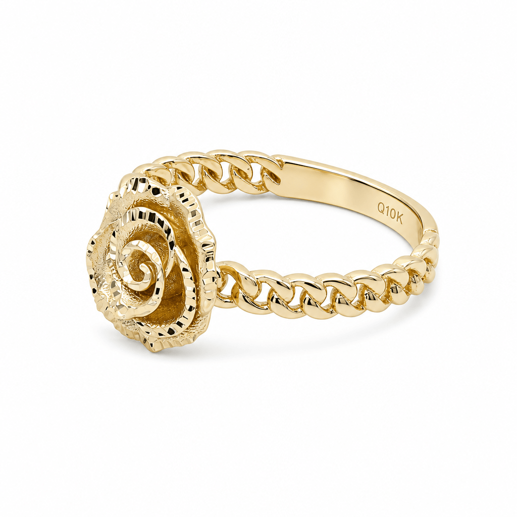 10K Yellow Gold Flower Fashion Women's Ring - Miral Jewelry