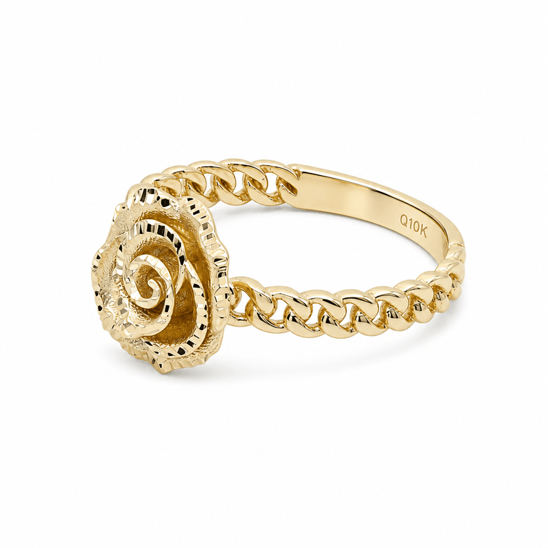 10K Yellow Gold Flower Fashion Women's Ring - Miral Jewelry