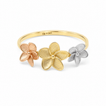 10K Yellow Gold Flower Tri Color Fashion Women's Ring - Miral Jewelry