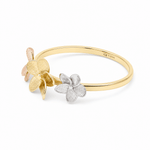 10K Yellow Gold Flower Tri Color Fashion Women's Ring - Miral Jewelry