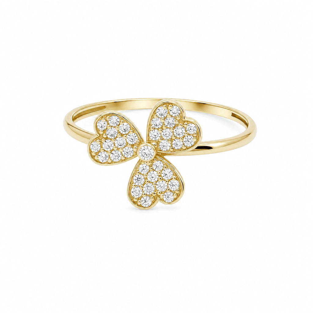 10K Yellow Gold Flower With CZ Fashion Women's Ring - Miral Jewelry