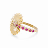 10K Yellow Gold Flower with Cz Fashion Women's Ring - Miral Jewelry