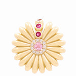 10K Yellow Gold Flower with Cz Pendant - Miral Jewelry