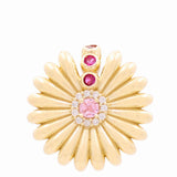 10K Yellow Gold Flower with Cz Pendant - Miral Jewelry