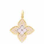 10K Yellow Gold Flower with Cz Pendant - Miral Jewelry