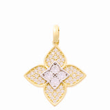 10K Yellow Gold Flower with Cz Pendant - Miral Jewelry