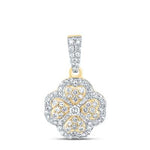 10k Yellow Gold Flower Women's Pendant with 0.37Tw Round Diamond - Miral Jewelry
