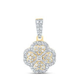 10k Yellow Gold Flower Women's Pendant with 0.37Tw Round Diamond - Miral Jewelry