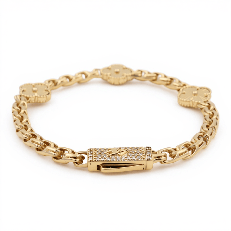 10k Yellow Gold Flowers Bracelet - Miral Jewelry