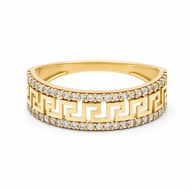 10K Yellow Gold Greek Band Fashion Women's Ring - Miral Jewelry
