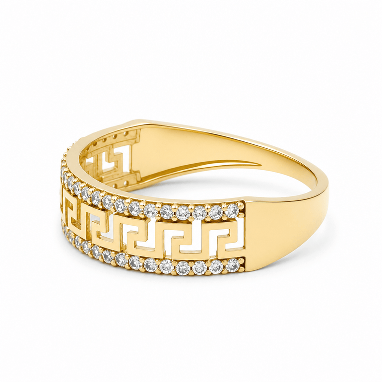 10K Yellow Gold Greek Band Fashion Women's Ring - Miral Jewelry