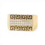 10k Yellow Gold Greek with Cz Fashion Men's Ring - Miral Jewelry