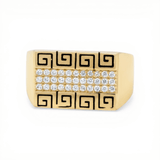 10k Yellow Gold Greek with Cz Fashion Men's Ring - Miral Jewelry