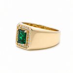 10k Yellow Gold Green Fashion Men's Ring - Miral Jewelry