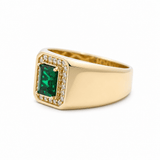 10k Yellow Gold Green Fashion Men's Ring - Miral Jewelry