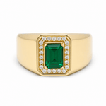 10k Yellow Gold Green Fashion Men's Ring - Miral Jewelry