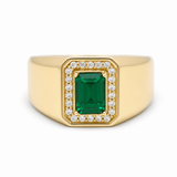 10k Yellow Gold Green Fashion Men's Ring - Miral Jewelry