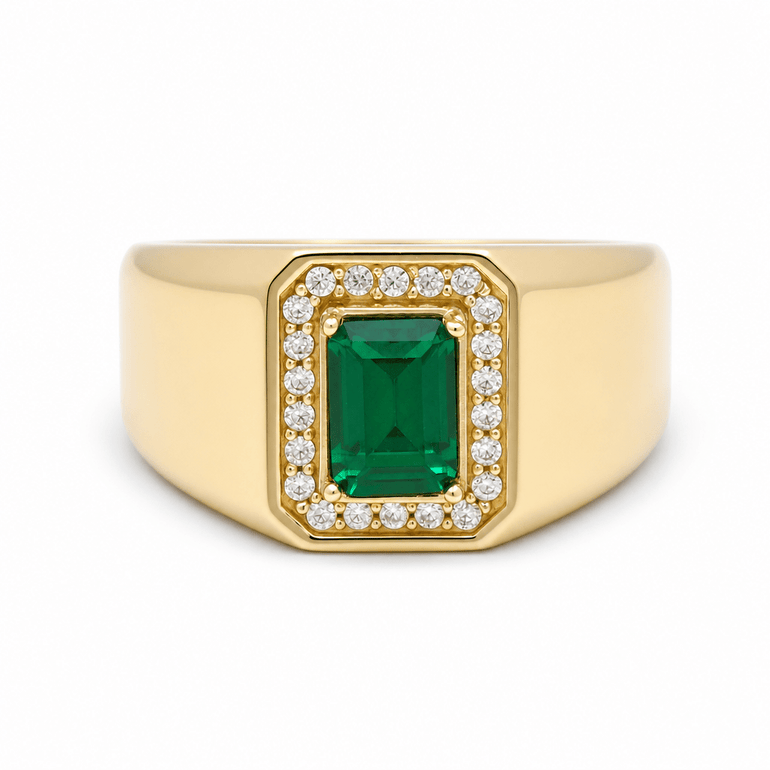 10k Yellow Gold Green Fashion Men's Ring - Miral Jewelry