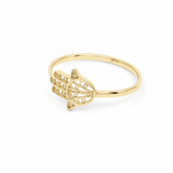 10K Yellow Gold Hamsa Hand Fashion Women's Ring - Miral Jewelry