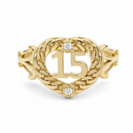 10K Yellow Gold Heart 15 Fashion Women's Ring - Miral Jewelry